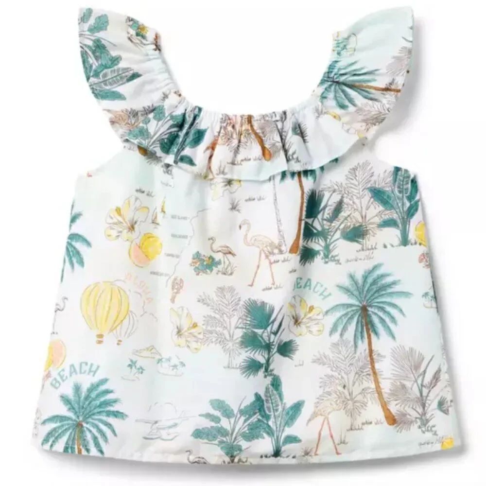 Janie and Jack 100048751 Tropical Island Ruffle Top  NWT